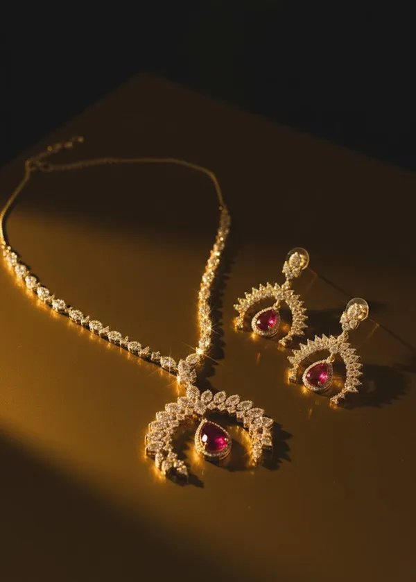 Pink_Brass_Necklace_Set_For_Women